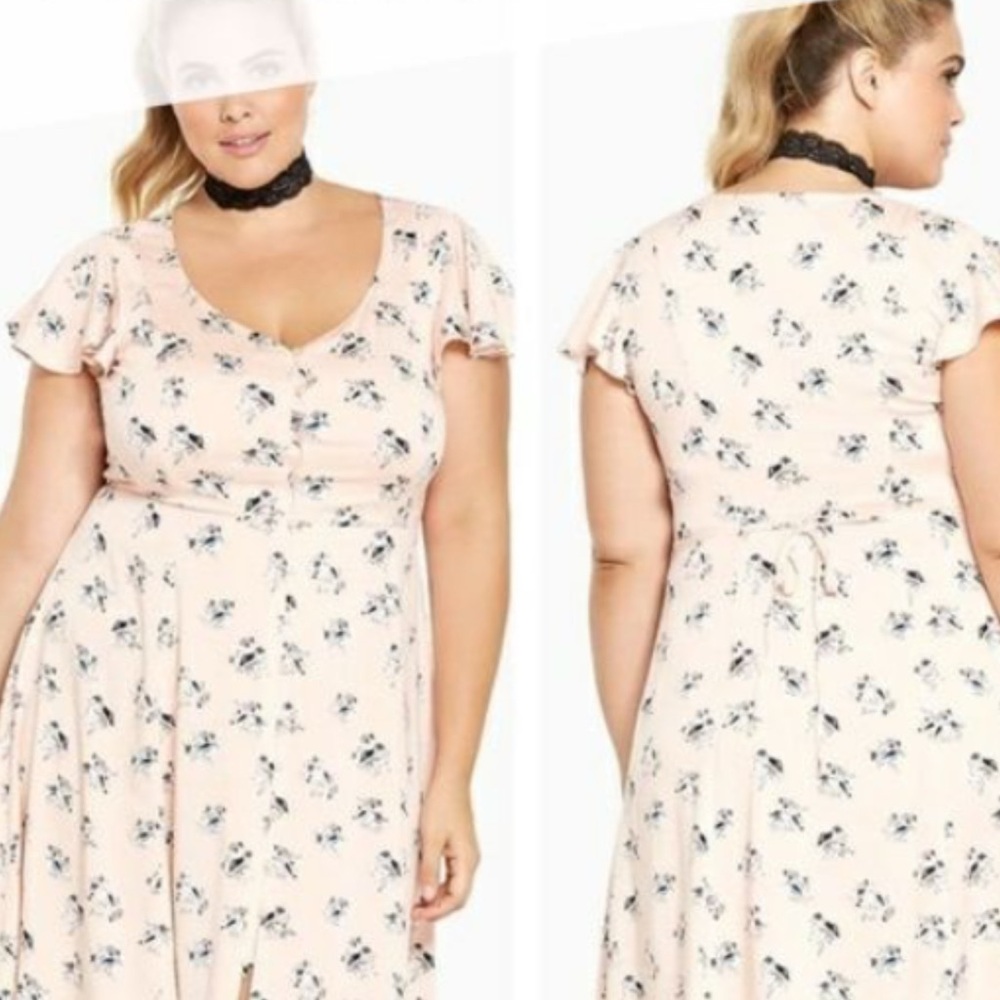 Floral Midi Dress in Cream